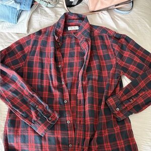 Chaps Red and Black Casual Button Down Shirt